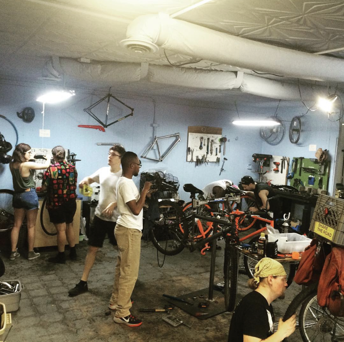 A bustling shop night in 2016 after we moved to the back of the building at 3110 West Leigh St.